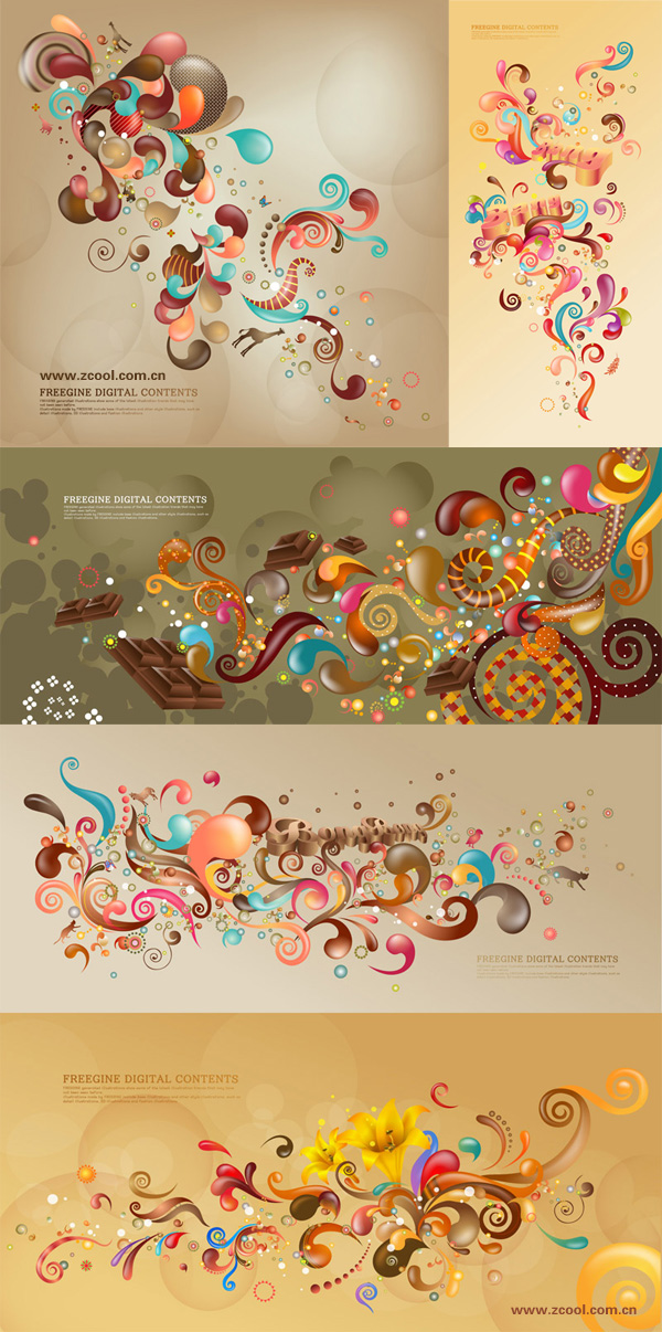 Colorful vector current case series - brown (5P)