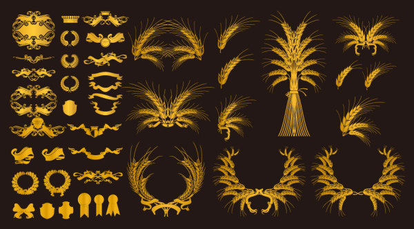European decorative element vector material gold