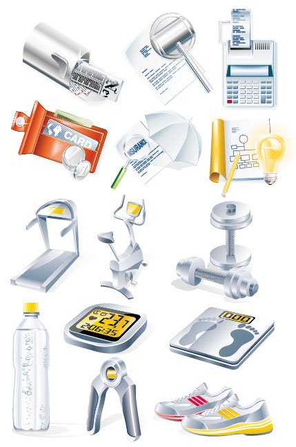 2 sets of three-dimensional icon vector material