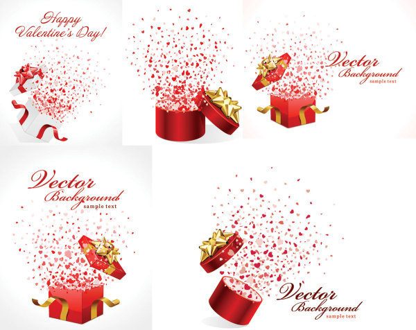 Romantic gift opening moments - vector material