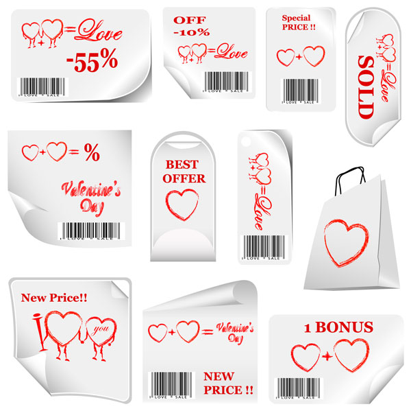 Valentine's Day promotional labels - Vector
