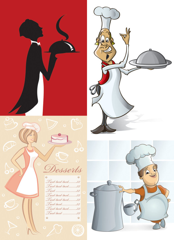 Cartoon waiter image - Vector