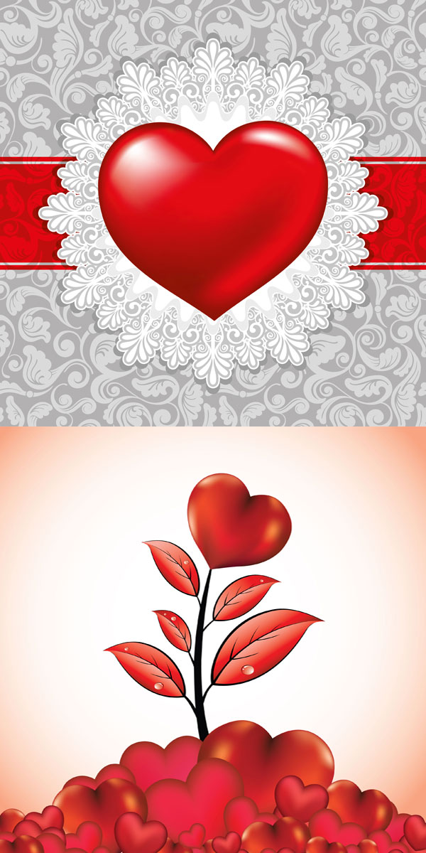 Romantic Valentine's Day heart-shaped elements - vector material