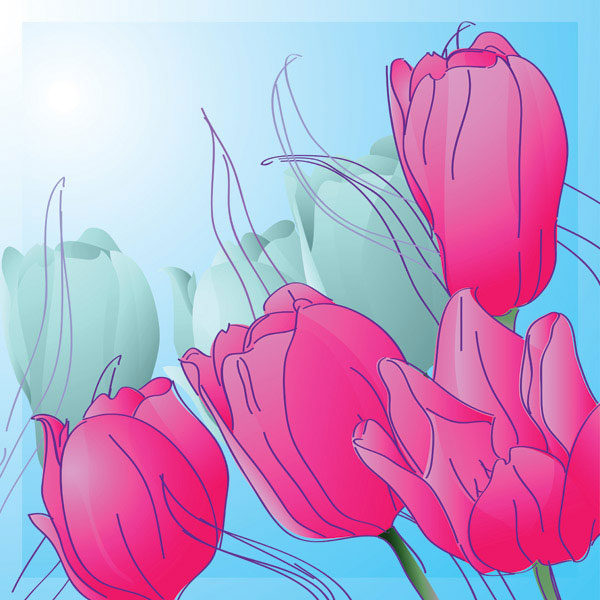 Hand-painted tulips vector material -1