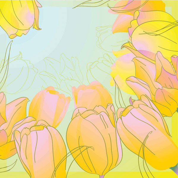 Hand-painted tulips Vector -5