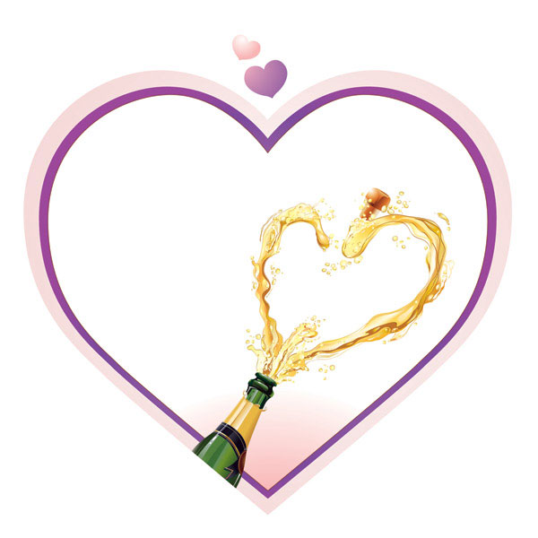 Heart-shaped champagne vector material -2