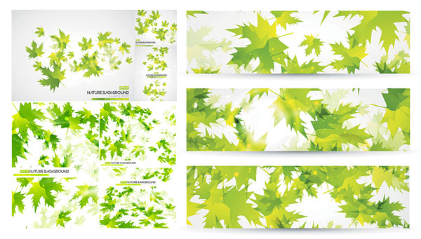 Green leaves background vector material