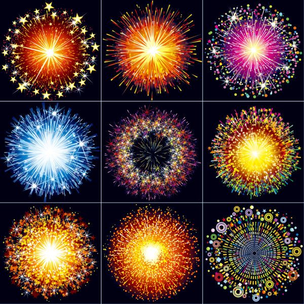 Brilliant fireworks material 02 - vector