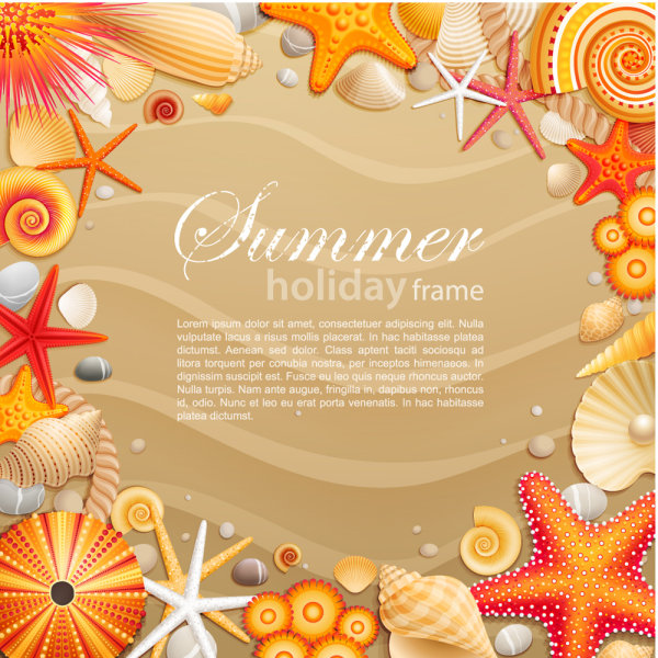 Shells and starfish material 02-- vector material
