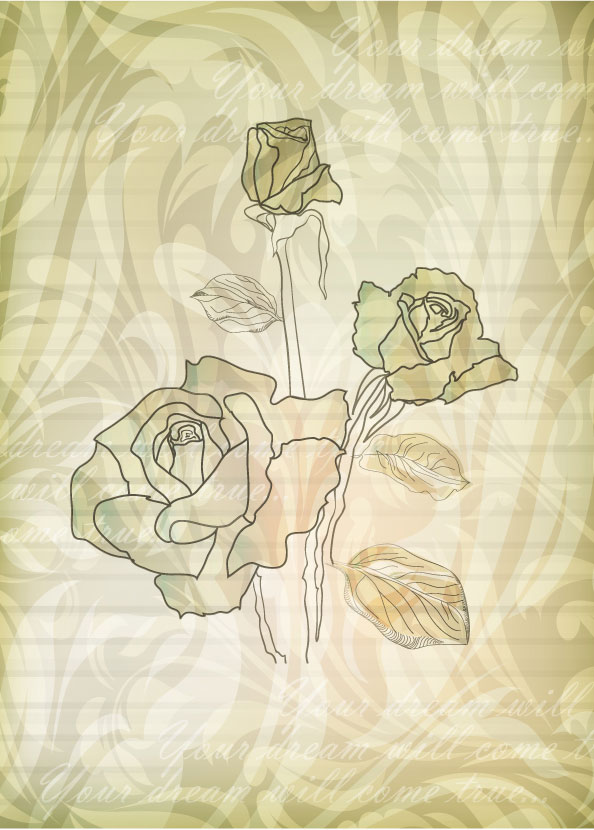 Elegant rose pattern background 05-- vector material