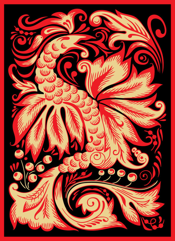 The Phoenix paper cutting pattern - Vector