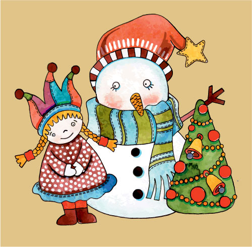 Christmas cartoon illustrator 01 - vector material