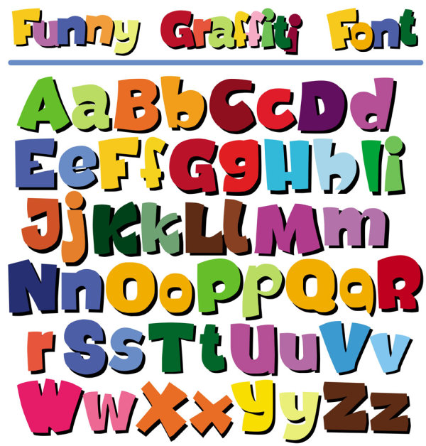 POP cartoon alphabet - vector material