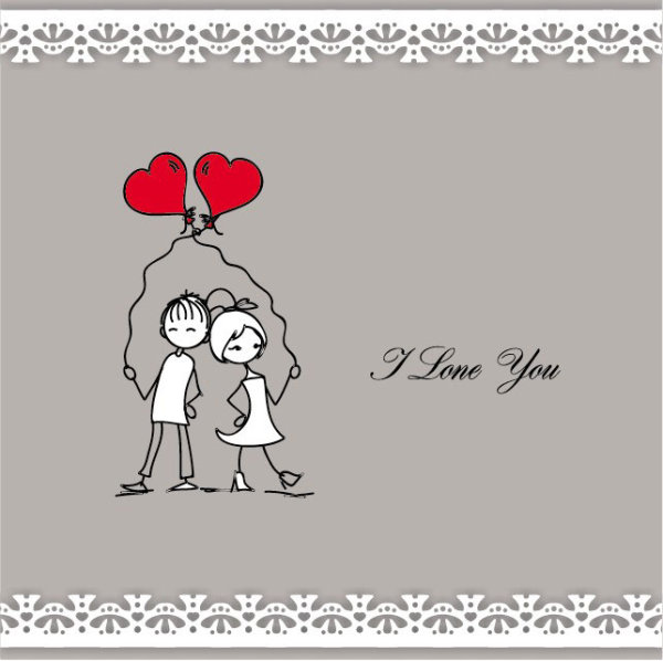 Line art illustration Valentine 06 - vector material