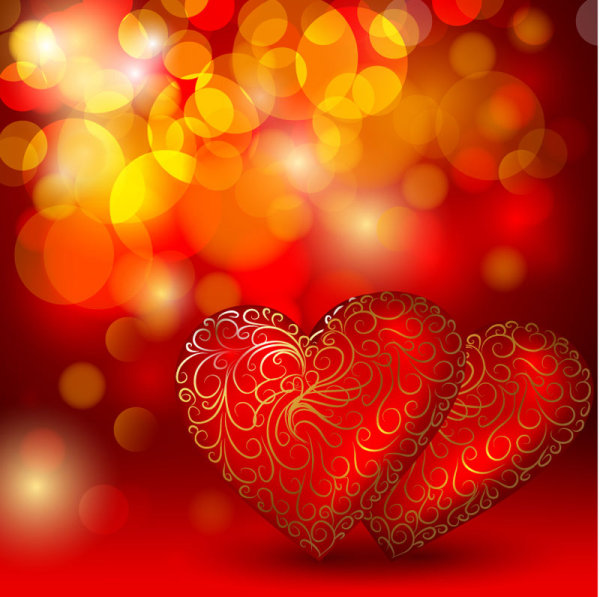 Beautiful red heart background - vector material