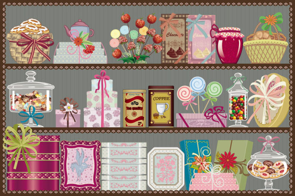 Cartoon showcase store 05 - vector material