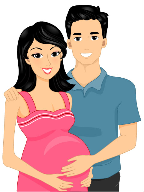 Cartoon expectant mothers 01 - vector material