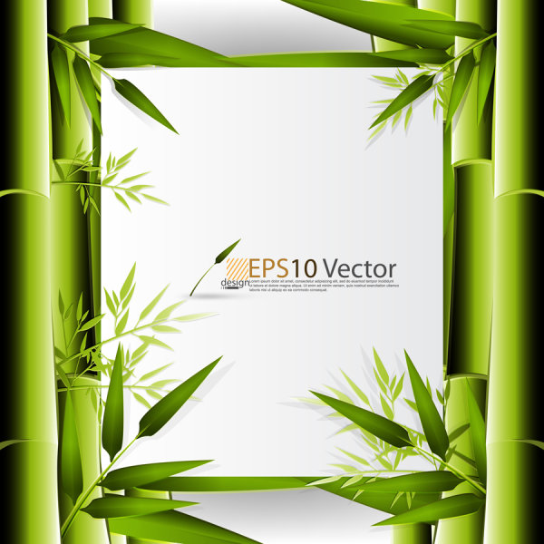 Green bamboo background text template vector material -1