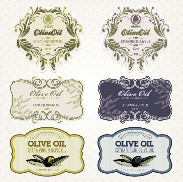 Olive oil labels 02 - vector material