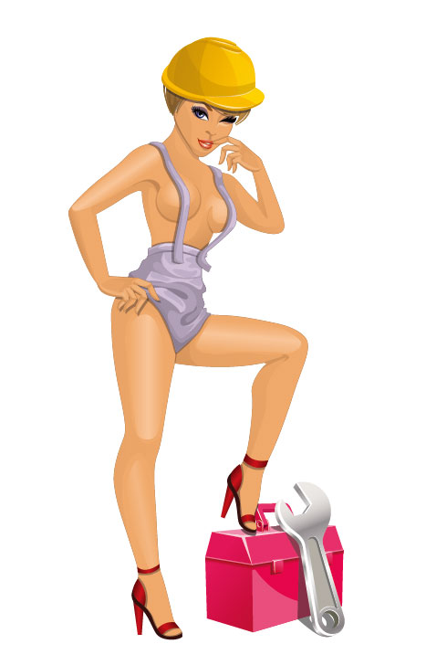 The sexy beauties workers 02 - vector material