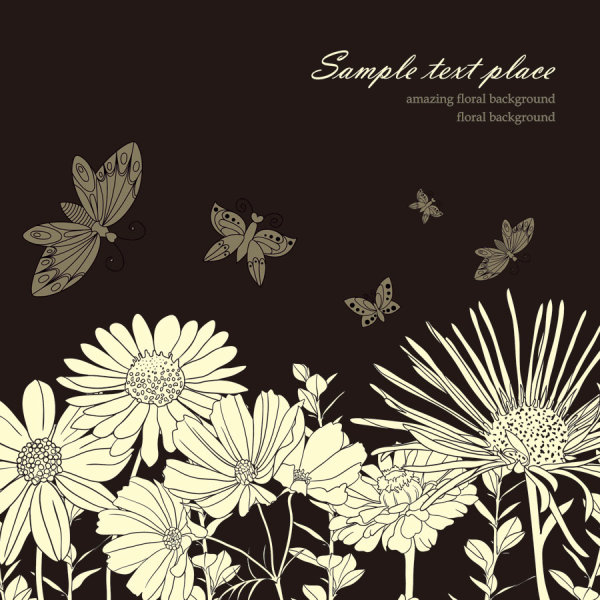 Exquisite black-and-white line art background 04 - vector material