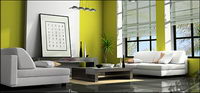Green modern living room picture material