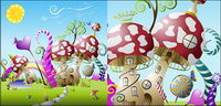 Cute fairy-tale world vector material