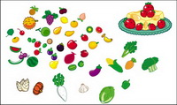 Lovely fruit and vegetables vector material