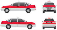 Three Views Shanghai Santana Zhijun taxi painting? Flange Red Edition