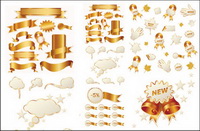 Gold ribbon and Christmas sales icon