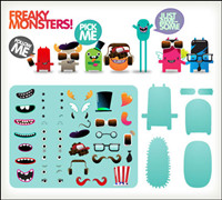 Free to dress the little monster vector material