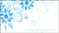 Simple blue hand-painted flowers and patterns of text background vector -1