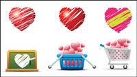 Romantic heart-shaped icon 02 - vector