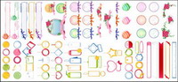 Tag, dialog boxes, bows, roses vector