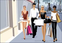 Vector material men and women fashion shopping