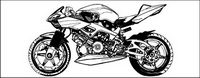 Black and white motorcycle vector material
