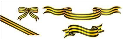 Yellow striped ribbon vector material