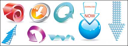 3D solid arrow icon vector material