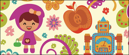 Cartoon flower pattern vector material