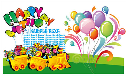 Happy birthday theme vector of material