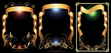 5 gold ribbon pattern vector material