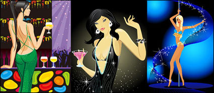 Night shift Vector fashionable women