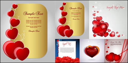 Romantic love cards vector material