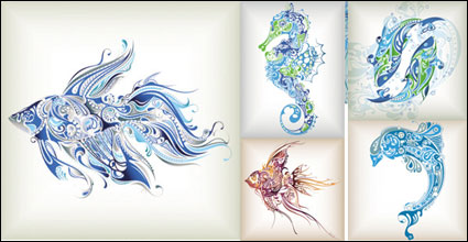 Delicate marine life pattern Vector