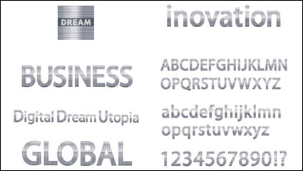 Metal texture of the letters of the alphabet vector material