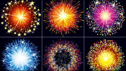 Brilliant fireworks material 02 - vector