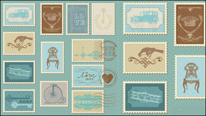 Cartoon illustration of stamps 05 - vector