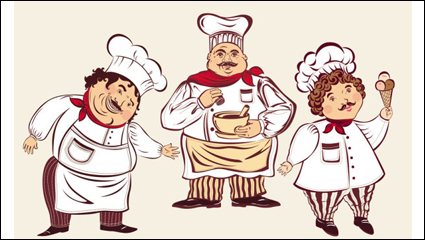 Cartoon characters cook 02 - vector