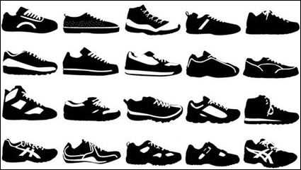 Variety of sports shoes vector material