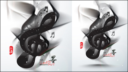 Ink on musical elements 05 - vector material